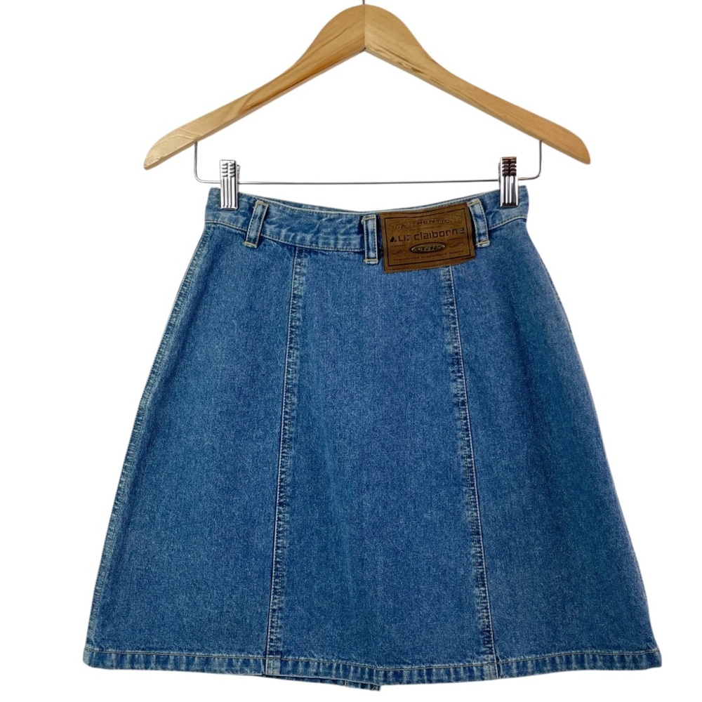 Vintage Liz Claiborne Liz Wear 80s 90s Denim Jean Mini Skirt Size 4 Petite - Picture 3 of 16